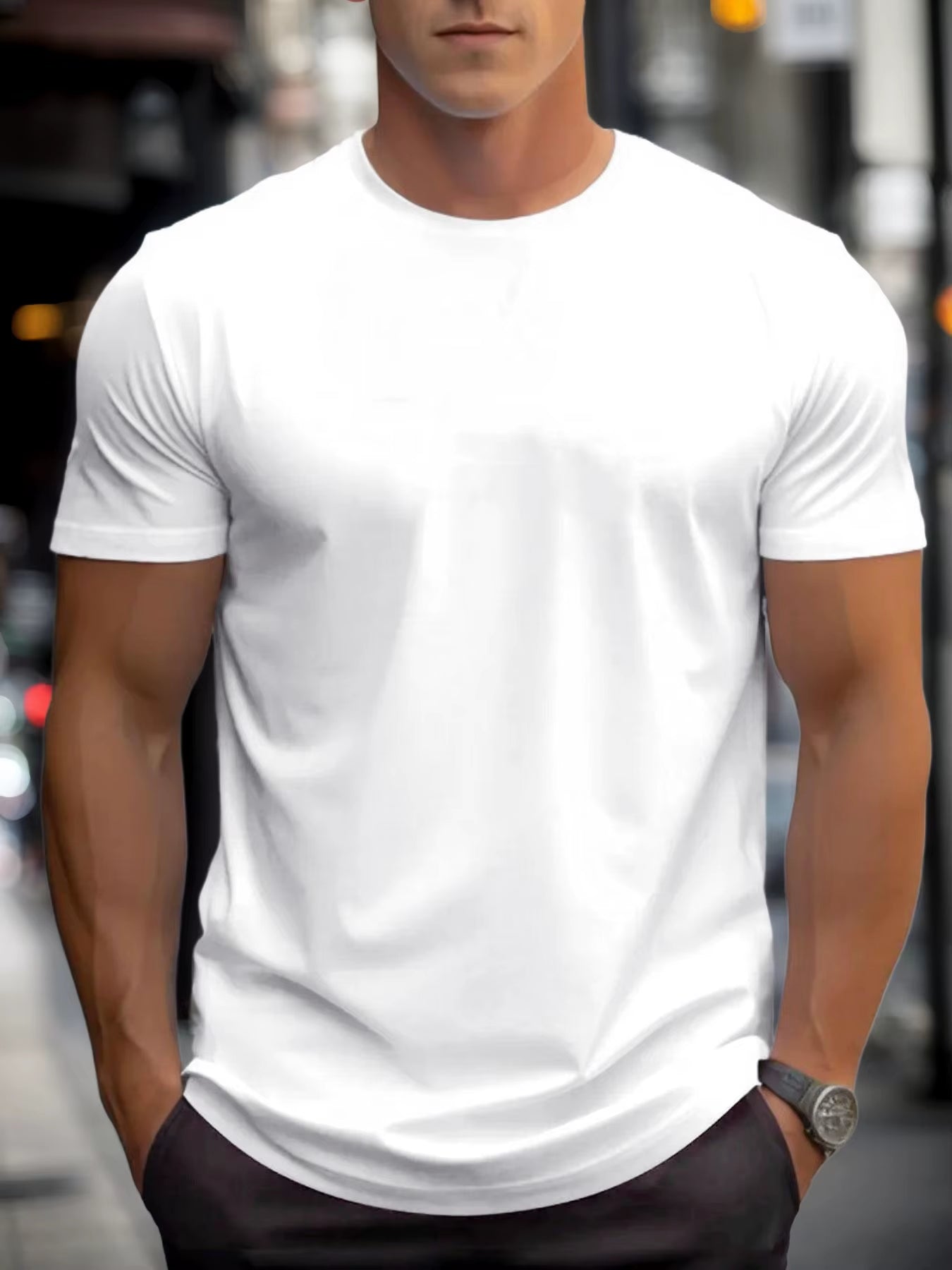 T-Shirt Men'S 100% Cotton Solid Color Summer round Neck Oversized Tee Casual Breathable High Quality Short Sleeve Top for Men